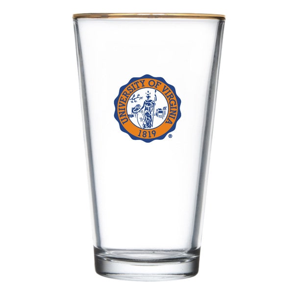 Glass Pint 2c Seal Gold Halo 16 Oz