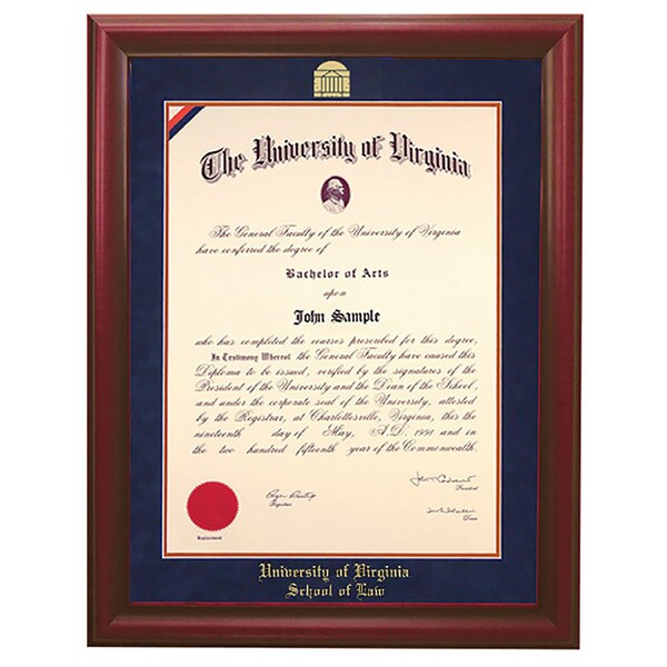 Law Frame Cherry with Navy/Orange Suede Double Mat with Gold Foil